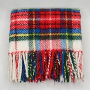 Zoeppritz Vintage Multicolor Plaid Fleece Fringed Lap Throw Blanket